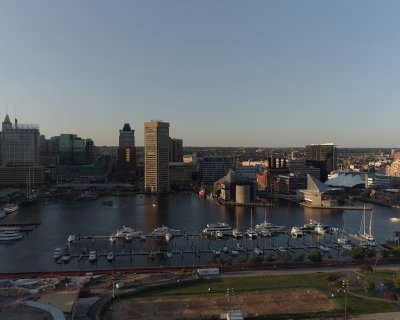 Baltimore Inner Harbor Aerial view of Baltimore’s Inner Harbor